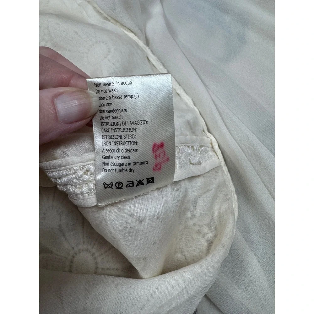 Giambattista Valli Archival Lace Silk Balloon Sleeve Blouse Italy 40 XS Ivory - Picture 6 of 15